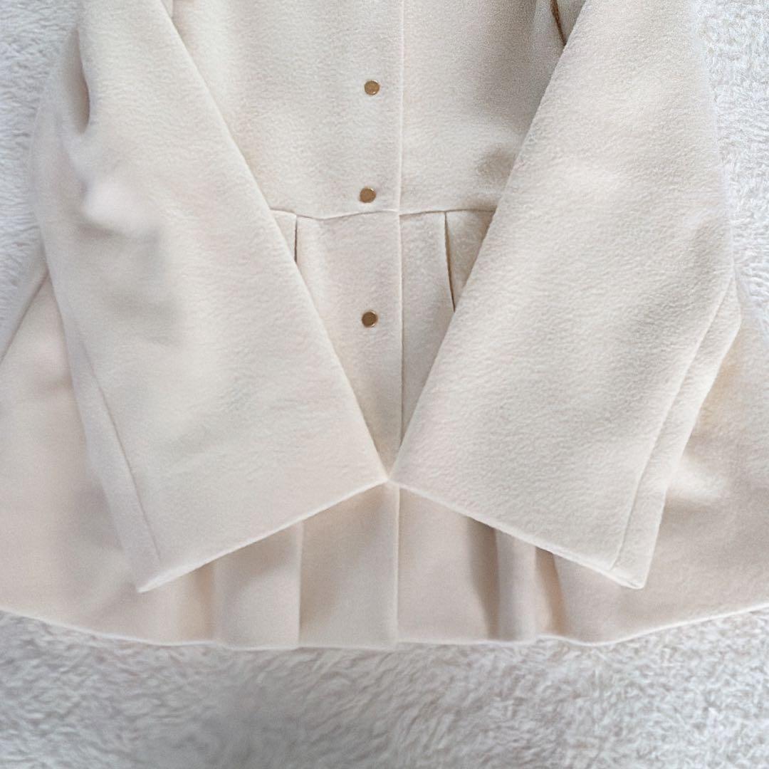 美品✨【ユナイテッドアローズ】ペプラムショートコート アイボリーホワイト 36