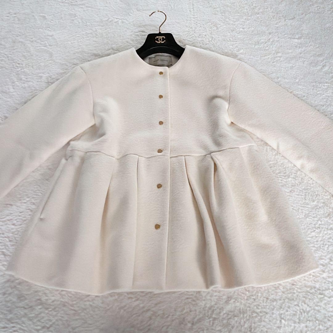 美品✨【ユナイテッドアローズ】ペプラムショートコート アイボリーホワイト 36