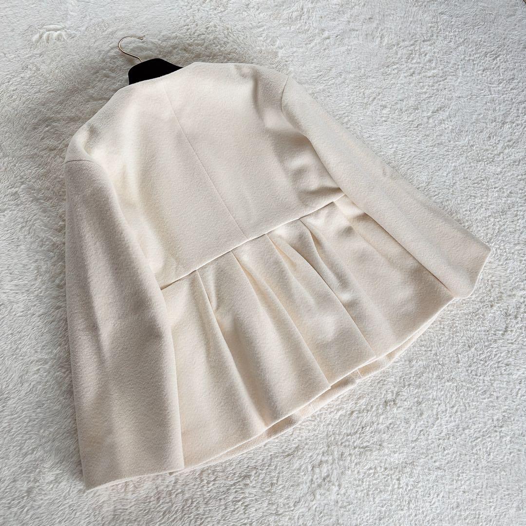 美品✨【ユナイテッドアローズ】ペプラムショートコート アイボリーホワイト 36