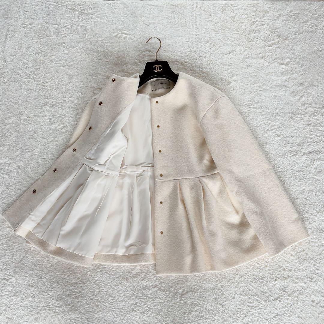 美品✨【ユナイテッドアローズ】ペプラムショートコート アイボリーホワイト 36