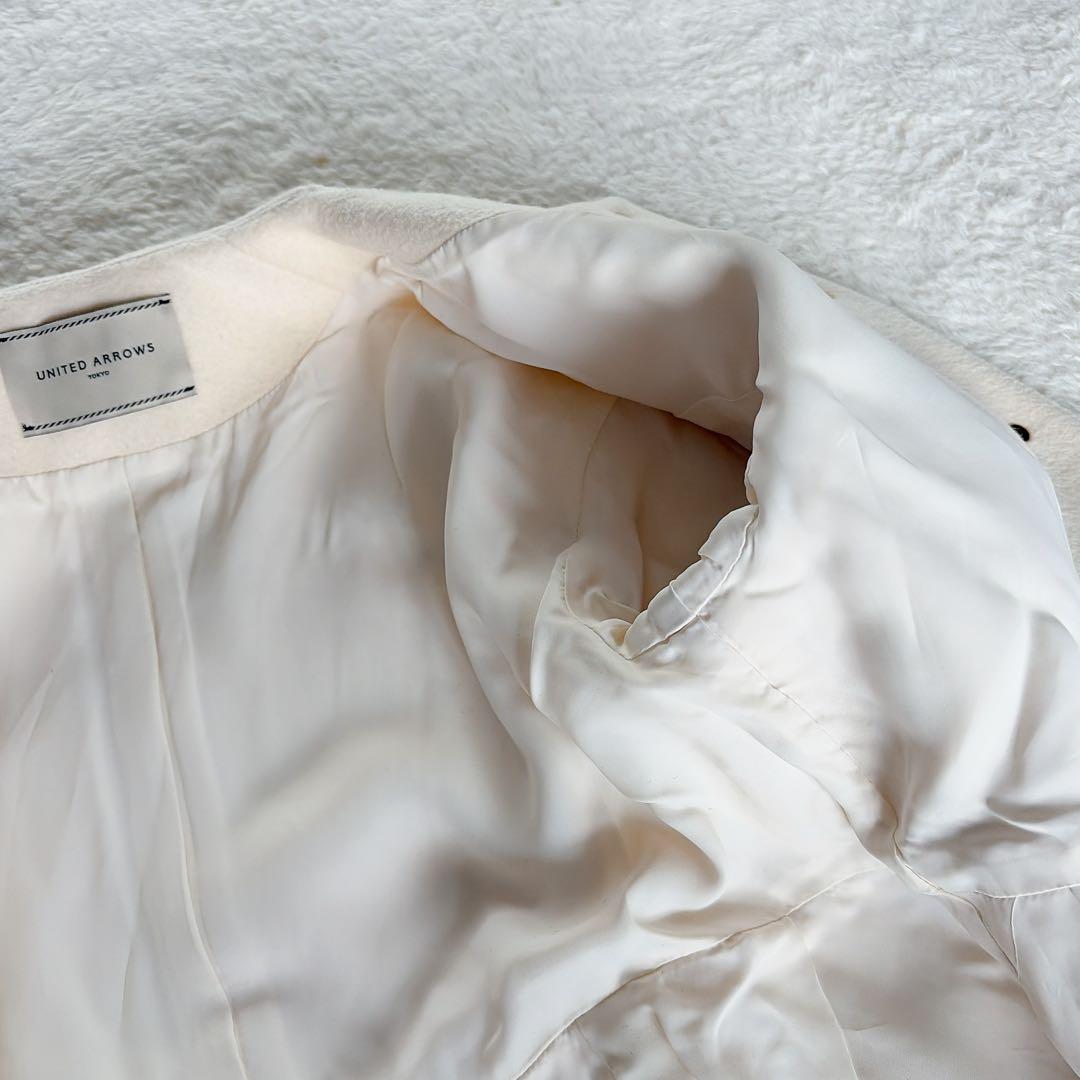 美品✨【ユナイテッドアローズ】ペプラムショートコート アイボリーホワイト 36