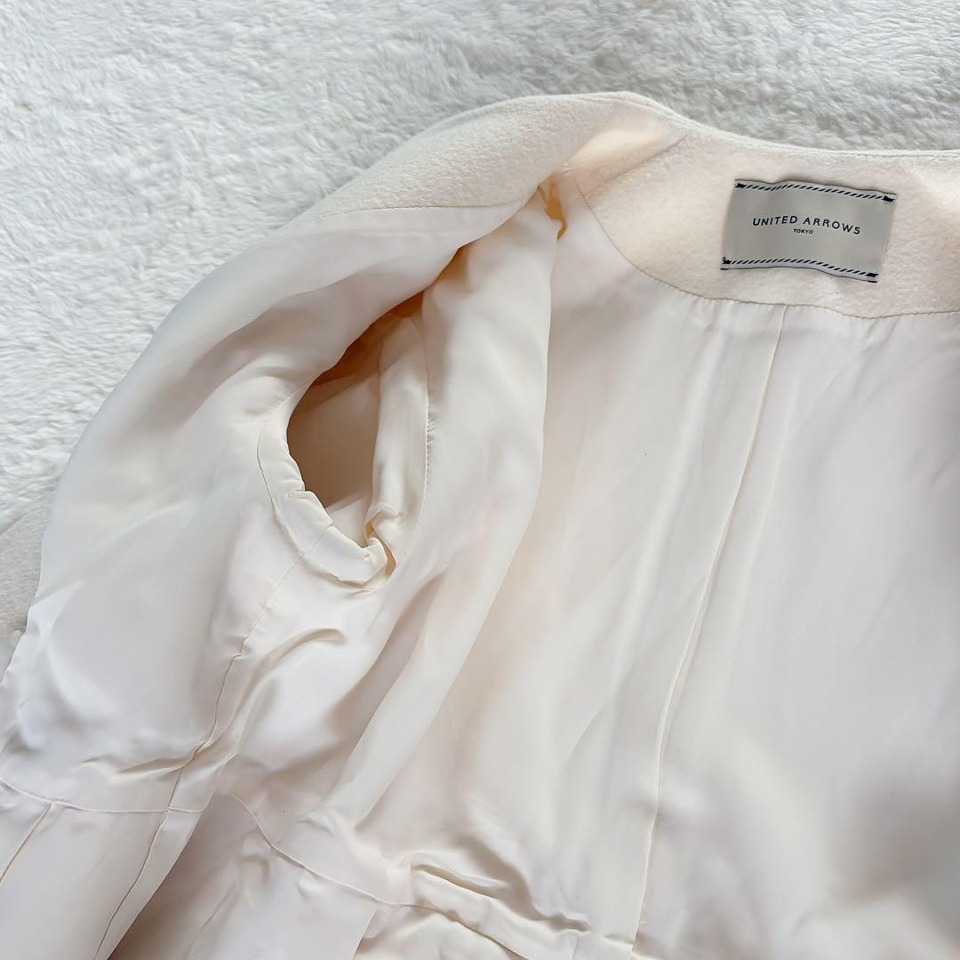 美品✨【ユナイテッドアローズ】ペプラムショートコート アイボリーホワイト 36