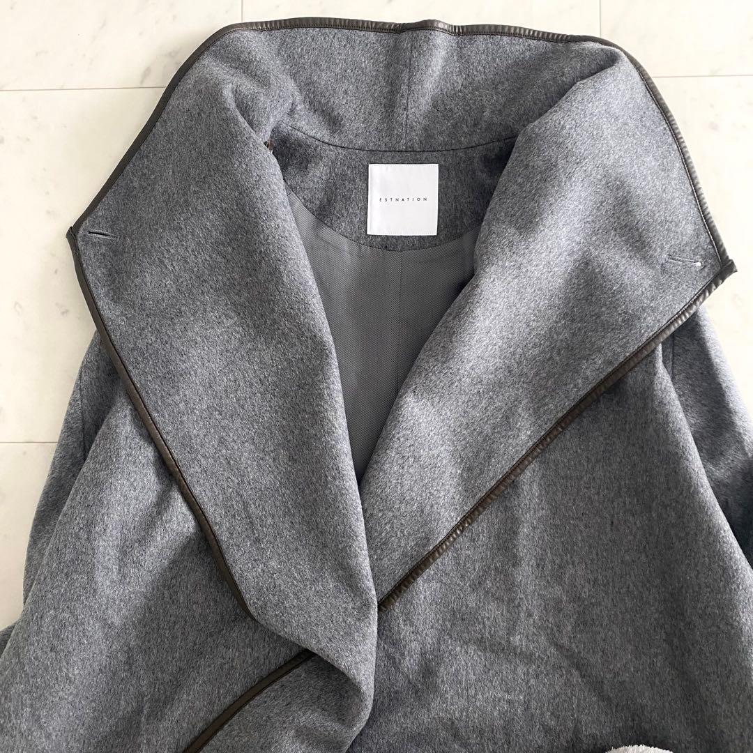 美品 エストネーションestnation カシミヤビーバーケープコート グレー