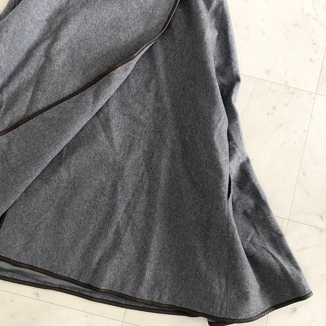 美品 エストネーションestnation カシミヤビーバーケープコート グレー