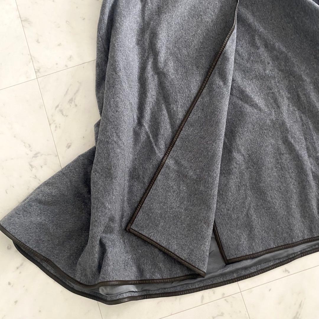 美品 エストネーションestnation カシミヤビーバーケープコート グレー
