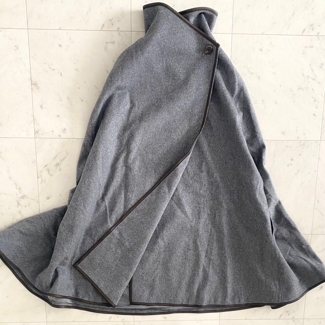 美品 エストネーションestnation カシミヤビーバーケープコート グレー