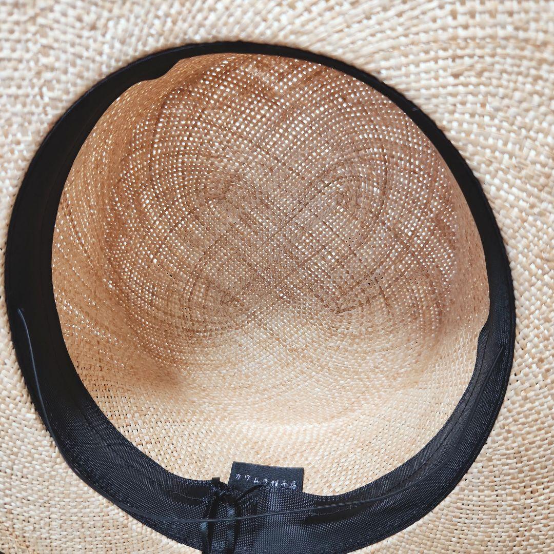 未使用に近い　カワムラ帽子店　カンカン帽　麦わら帽子　ナチュラル　インスタ人気店