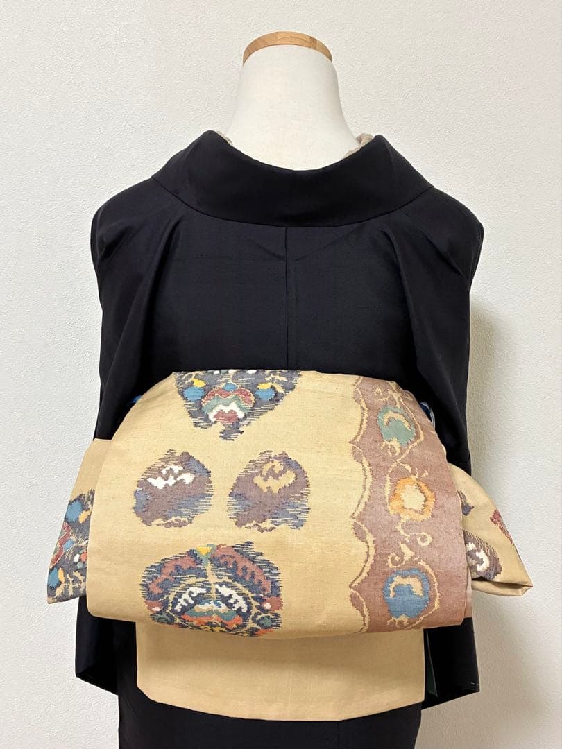 袷　紬　白山紬　色　裄66cm 正絹