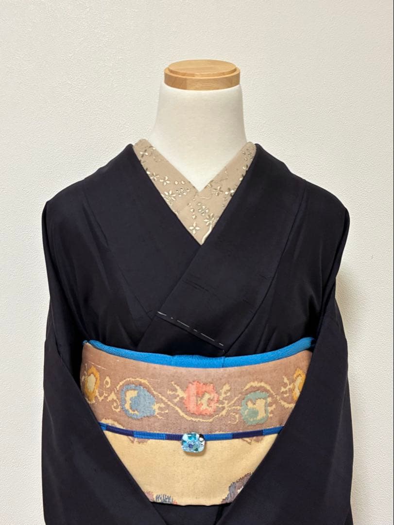 袷　紬　白山紬　色　裄66cm 正絹