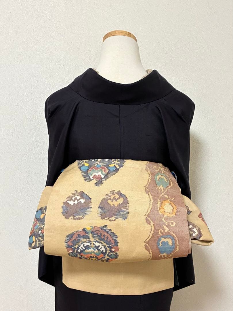 袷　紬　白山紬　色　裄66cm 正絹