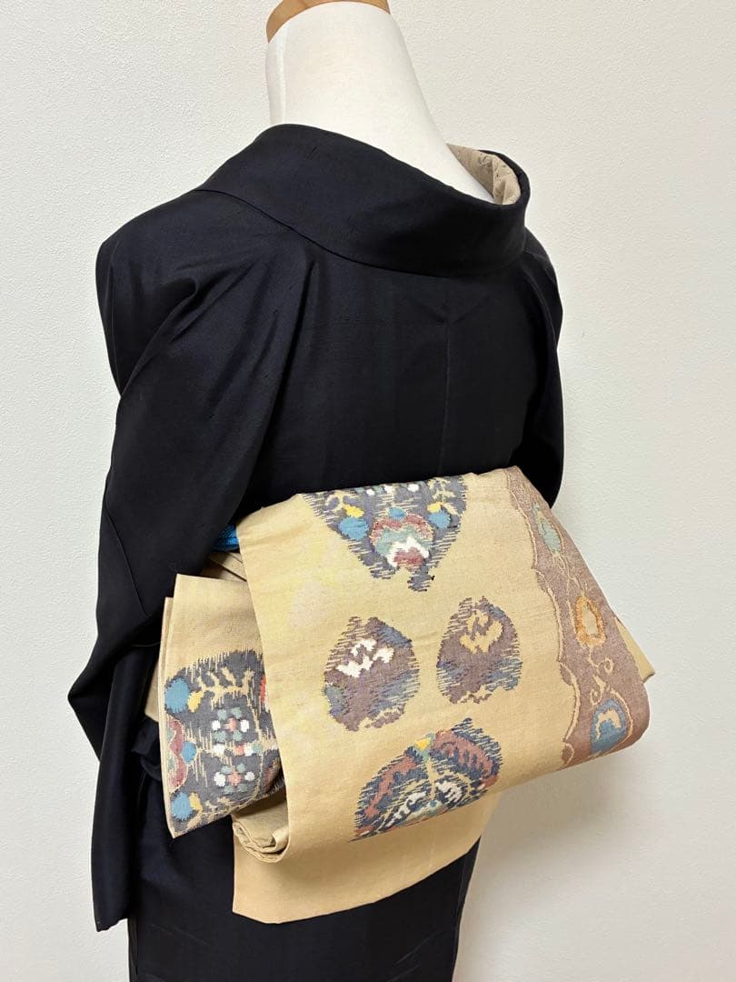 袷　紬　白山紬　色　裄66cm 正絹