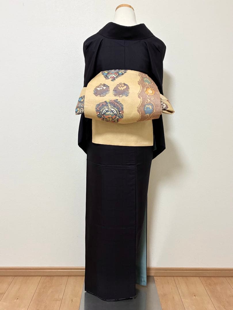 袷　紬　白山紬　色　裄66cm 正絹