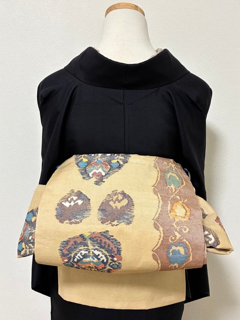 袷　紬　白山紬　色　裄66cm 正絹