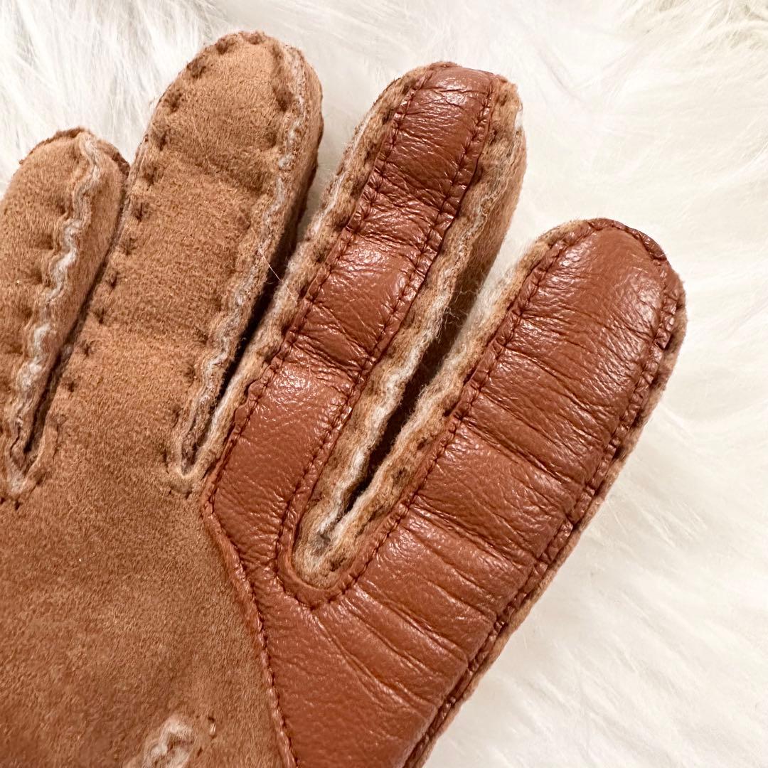 【着用1回】UGG♡アグ　シープスキンシームドグローブ　チェスナット　M 耐水
