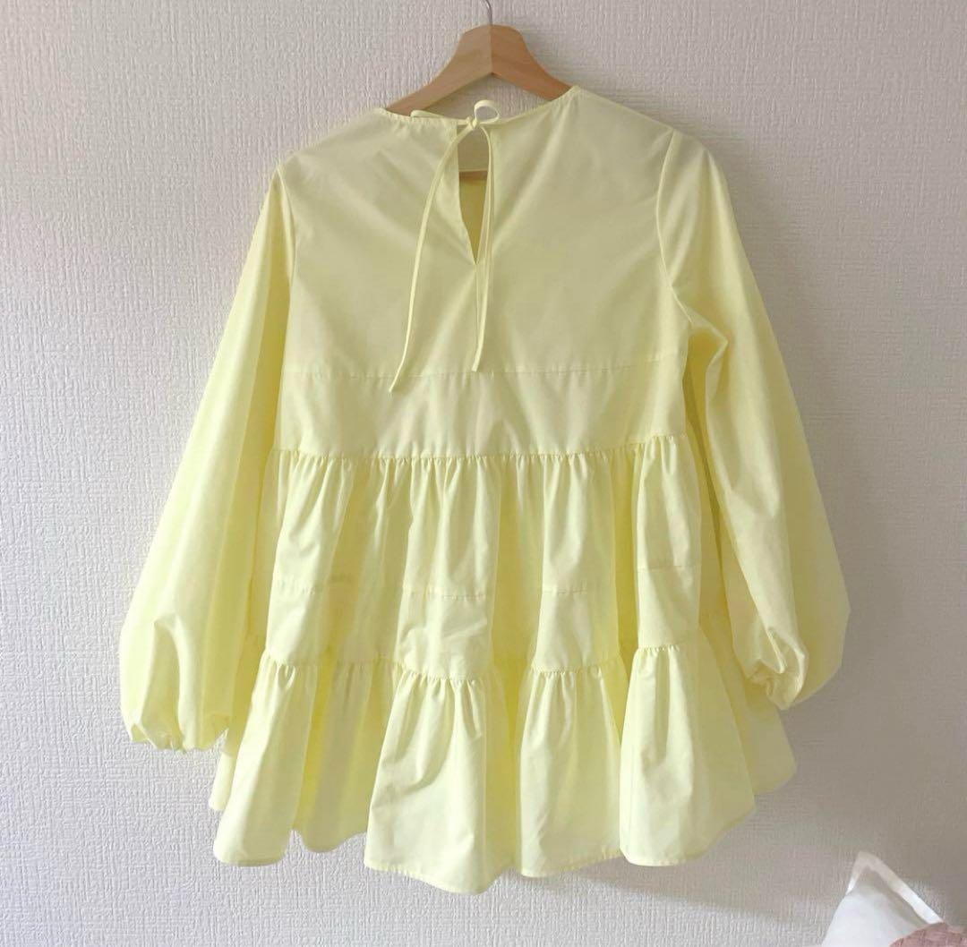 美品✨ ランダムティアード ロングブラウスイエロー
