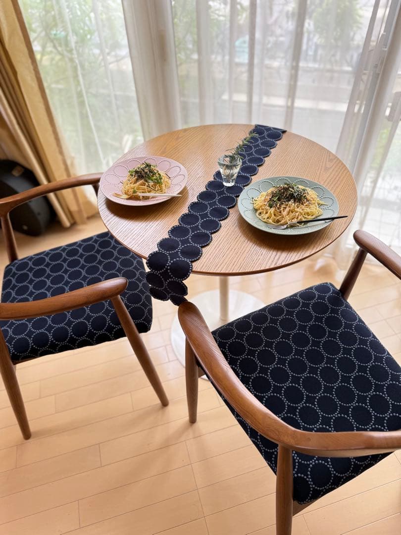 セット割引　2脚【北欧スタイル】ミナペルホネン　生地使用イス　ダイニングチェア