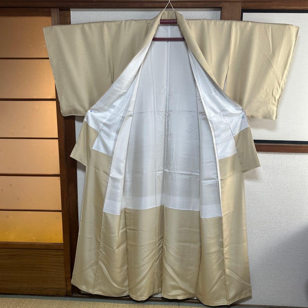 penny様【色無地】1ッ紋付き色無地　白茶色　トールサイズ　8E-003