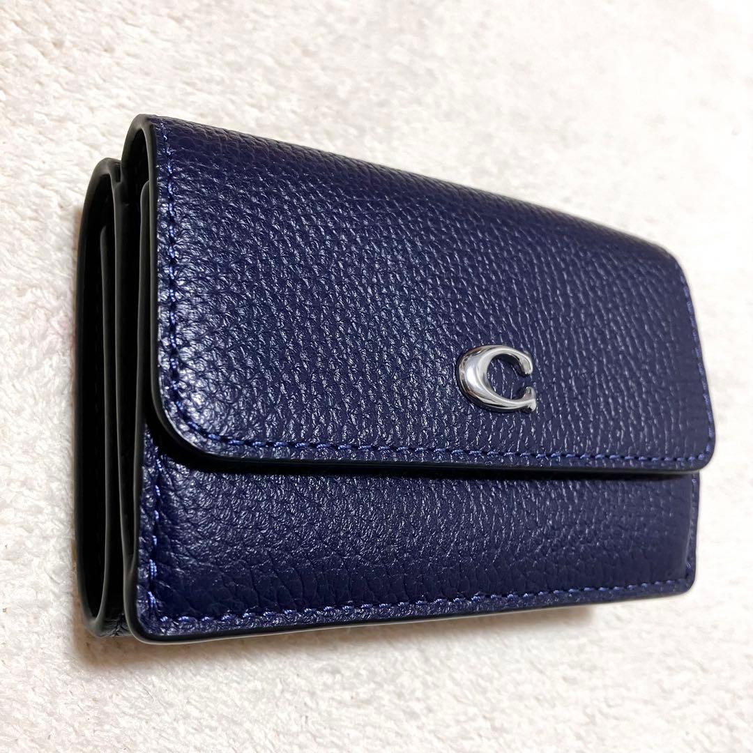 極美品✨ COACH コーチ ミニ トライフォールド ウォレット ネイビー