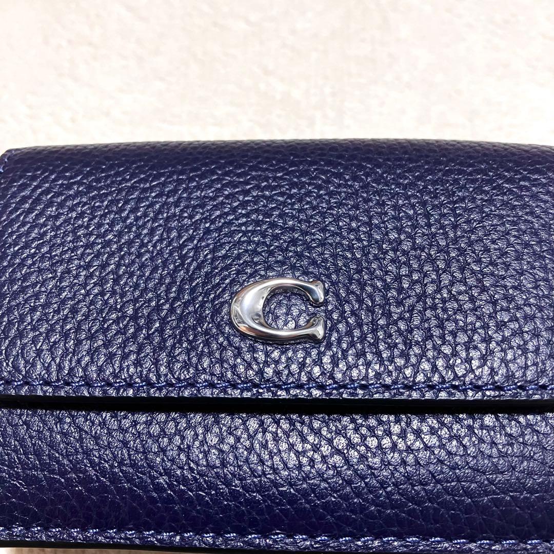 極美品✨ COACH コーチ ミニ トライフォールド ウォレット ネイビー