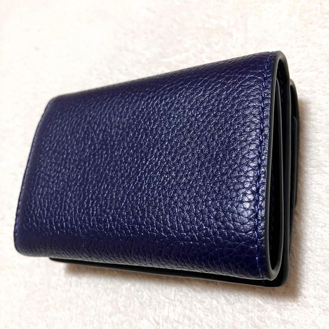 極美品✨ COACH コーチ ミニ トライフォールド ウォレット ネイビー