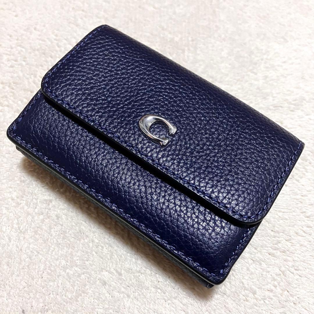 極美品✨ COACH コーチ ミニ トライフォールド ウォレット ネイビー