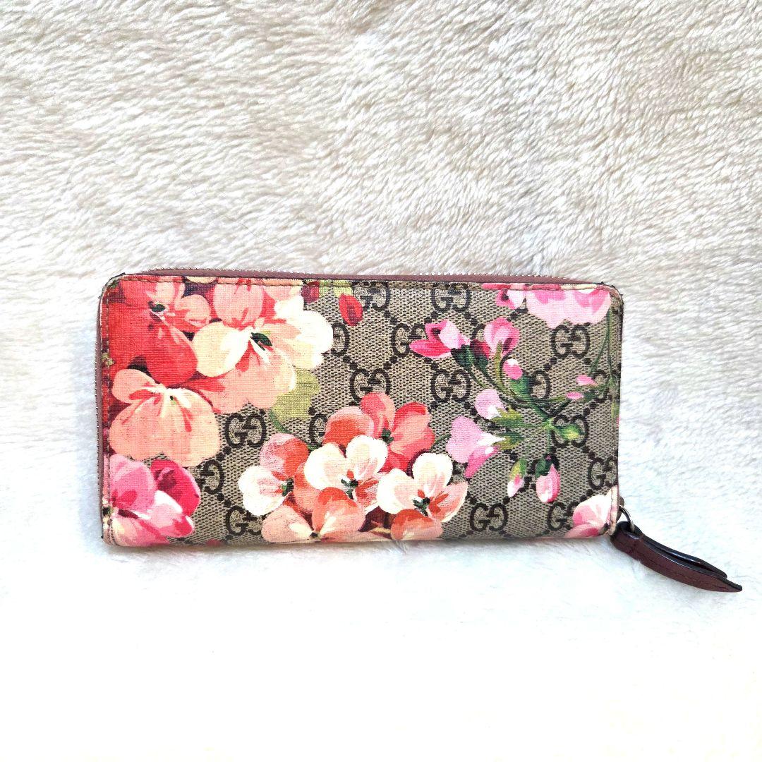 美品　GUCCI グッチ 長財布 ラウンドファスナー ブルームス PVC