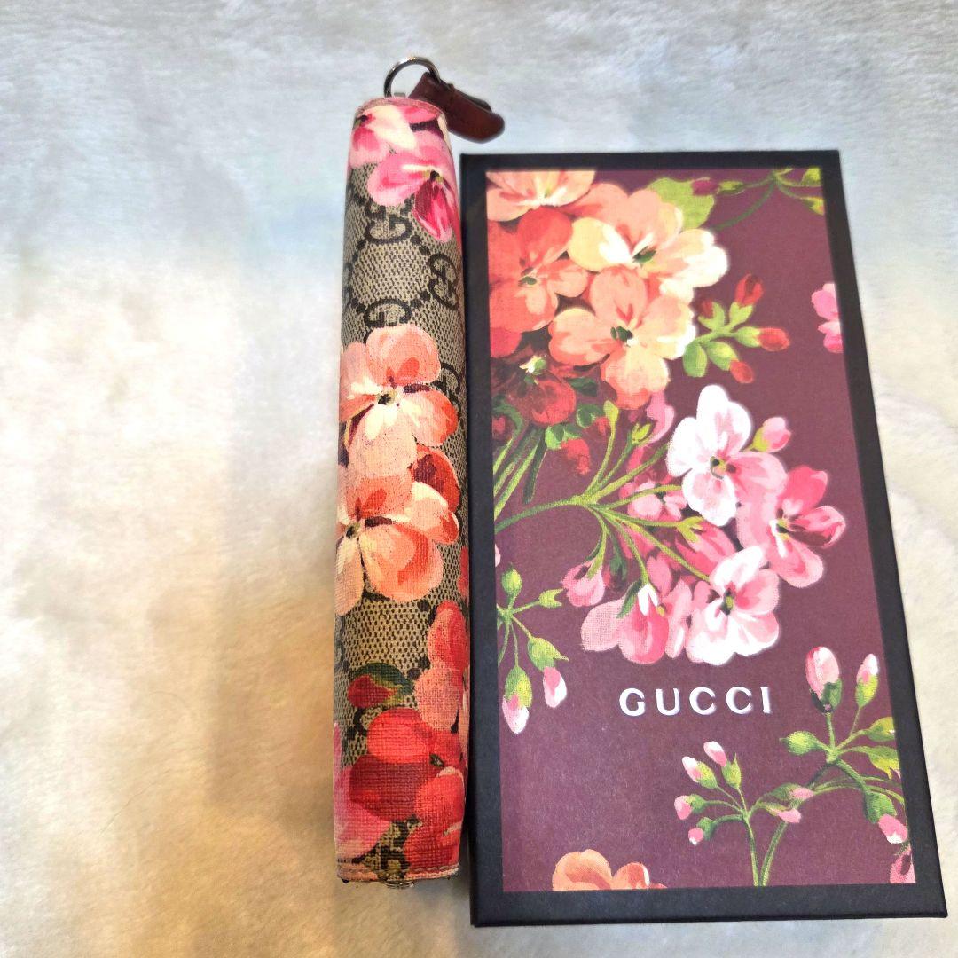 美品　GUCCI グッチ 長財布 ラウンドファスナー ブルームス PVC