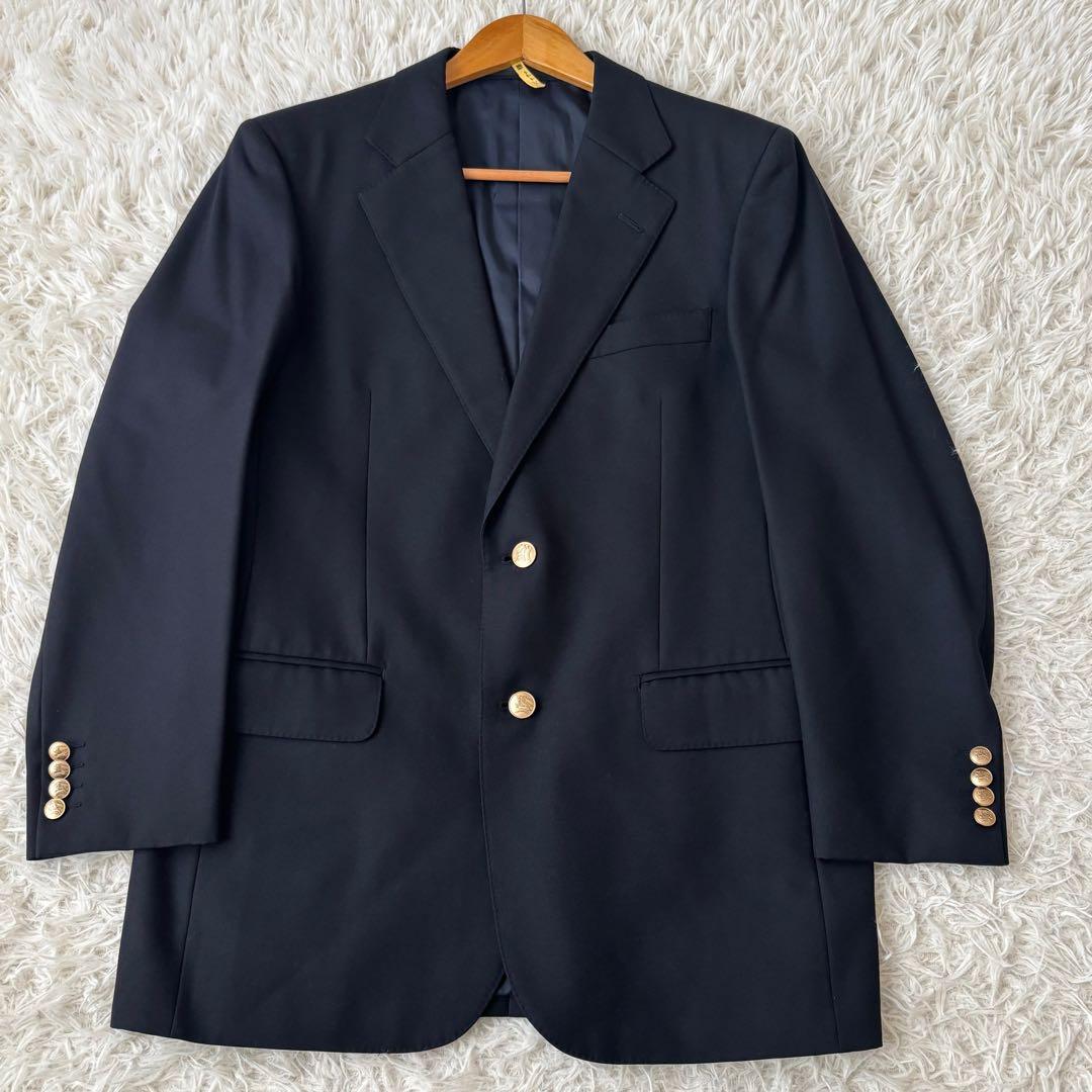 美品✨バーバリー 紺ブレ ホースロゴ テーラードジャケット 金ボタン ネイビー