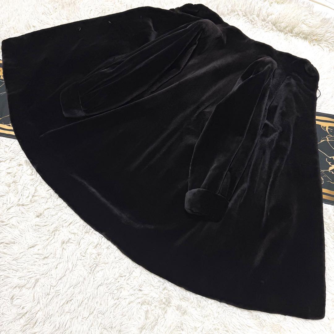 総丈91 裾160 ミンク ブラック エルファー シェアード L相当 セミロング