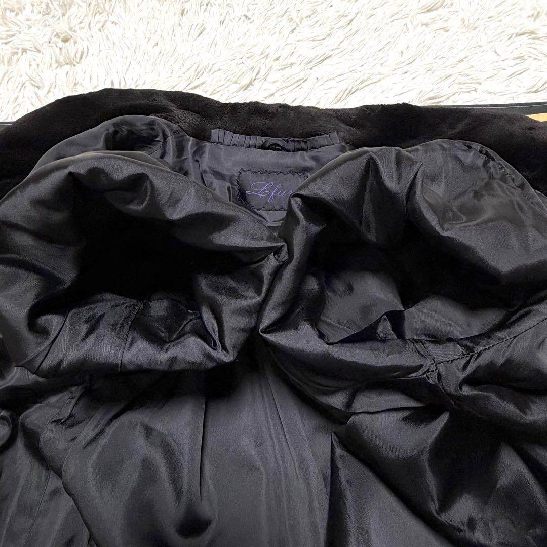 総丈91 裾160 ミンク ブラック エルファー シェアード L相当 セミロング