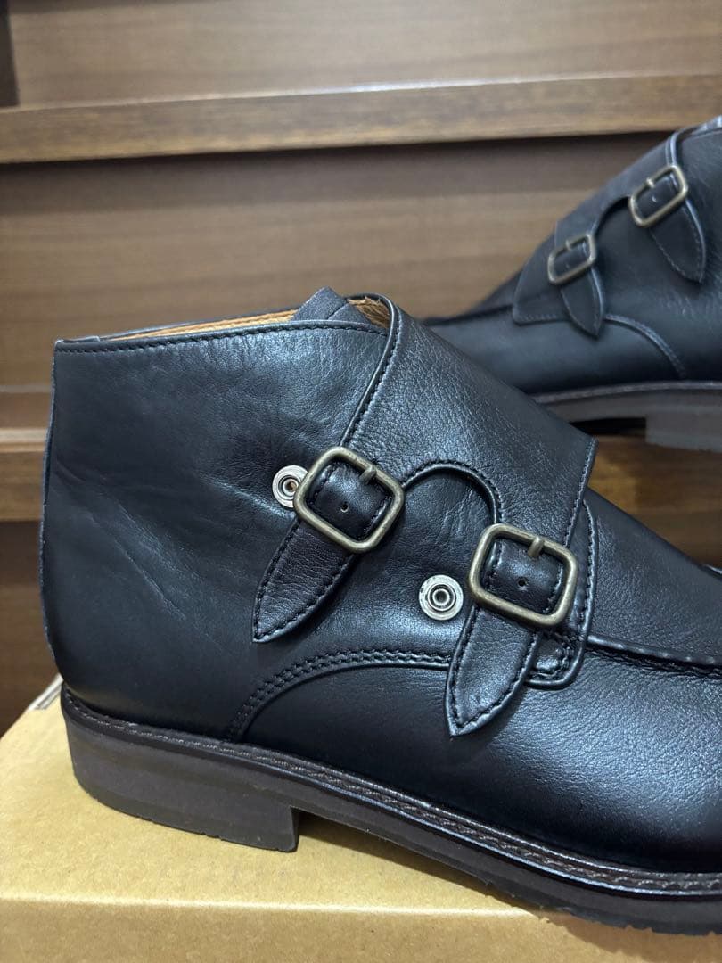 M*D様 YS Lイブサンローラン黒レザー 25.5cmダブルモンクドレスブーツ