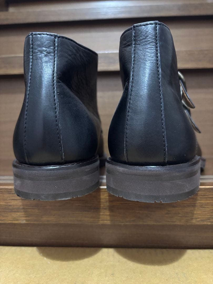 M*D様 YS Lイブサンローラン黒レザー 25.5cmダブルモンクドレスブーツ