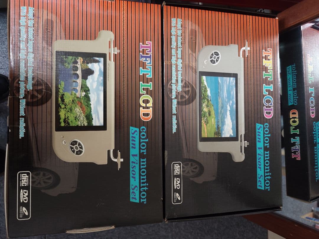 車載用TFT LCD カラーバイザーモニター 10インチ左右セット（黒）