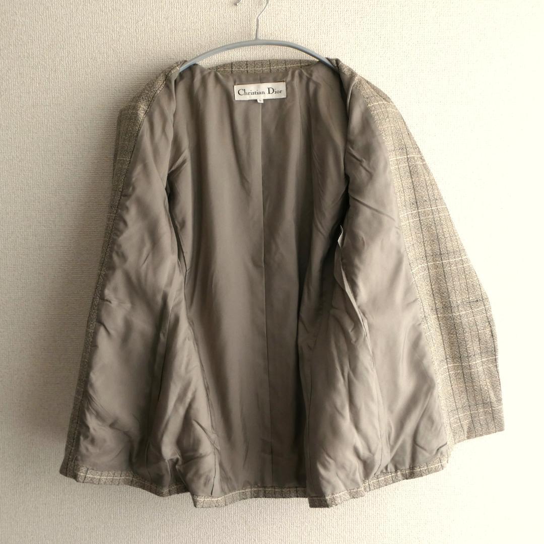 Christian Dior　金ボタン チェック ダブルテーラードジャケット