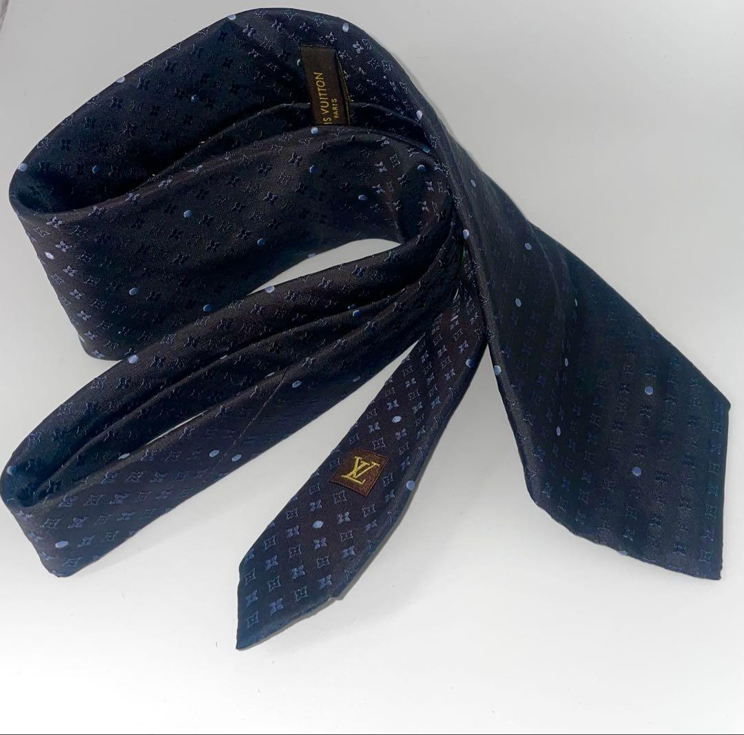 美品 ルイヴィトン ネクタイ ハイブランド 総柄 モノグラム ブラック ネイビー