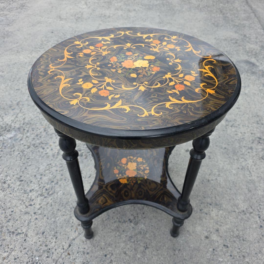 イタリア製 サイドテーブル クラシック 花柄