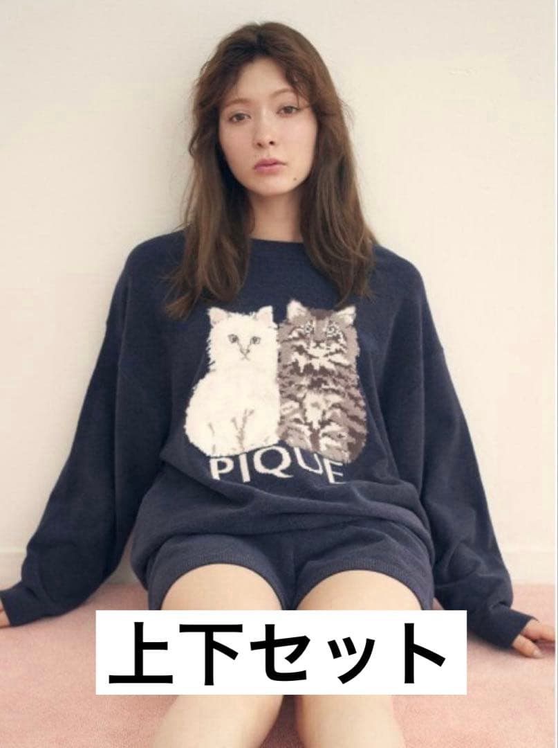 ★ツインキャットジャガードプルオーバー&ショートパンツセット