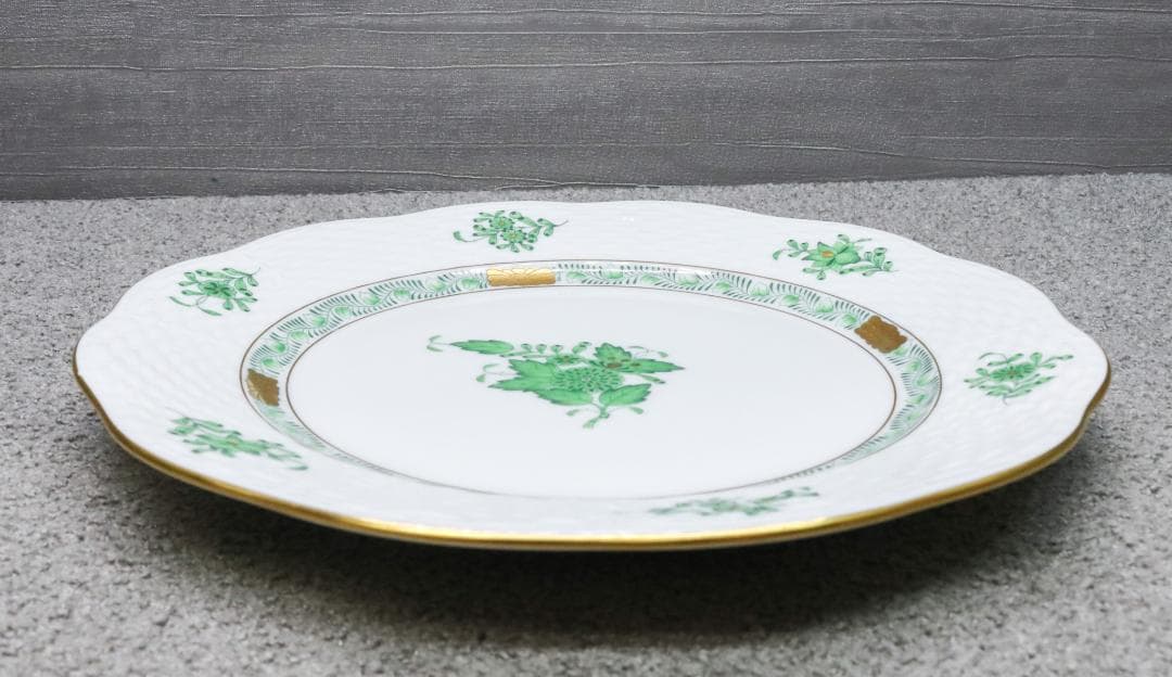 美品 ヘレンド 2枚まとめて プレート アポニー グリーン Herend