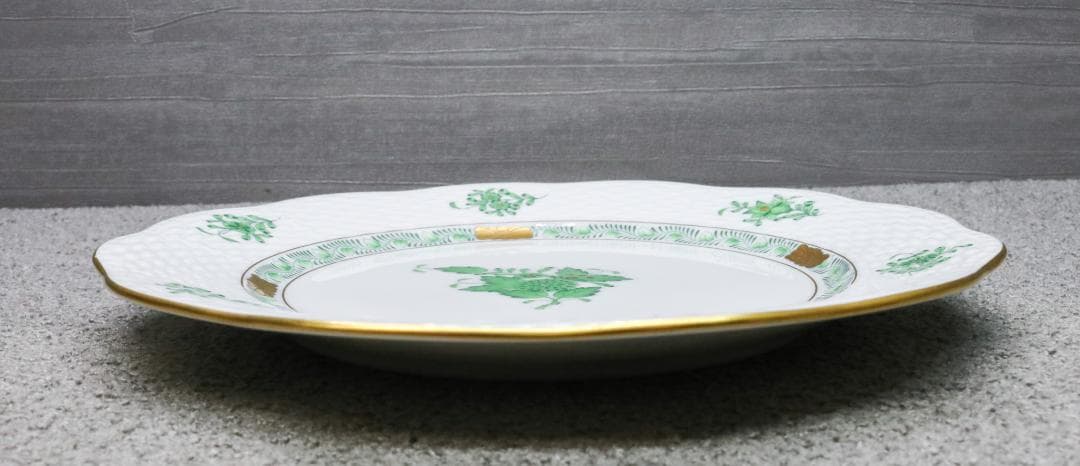 美品 ヘレンド 2枚まとめて プレート アポニー グリーン Herend