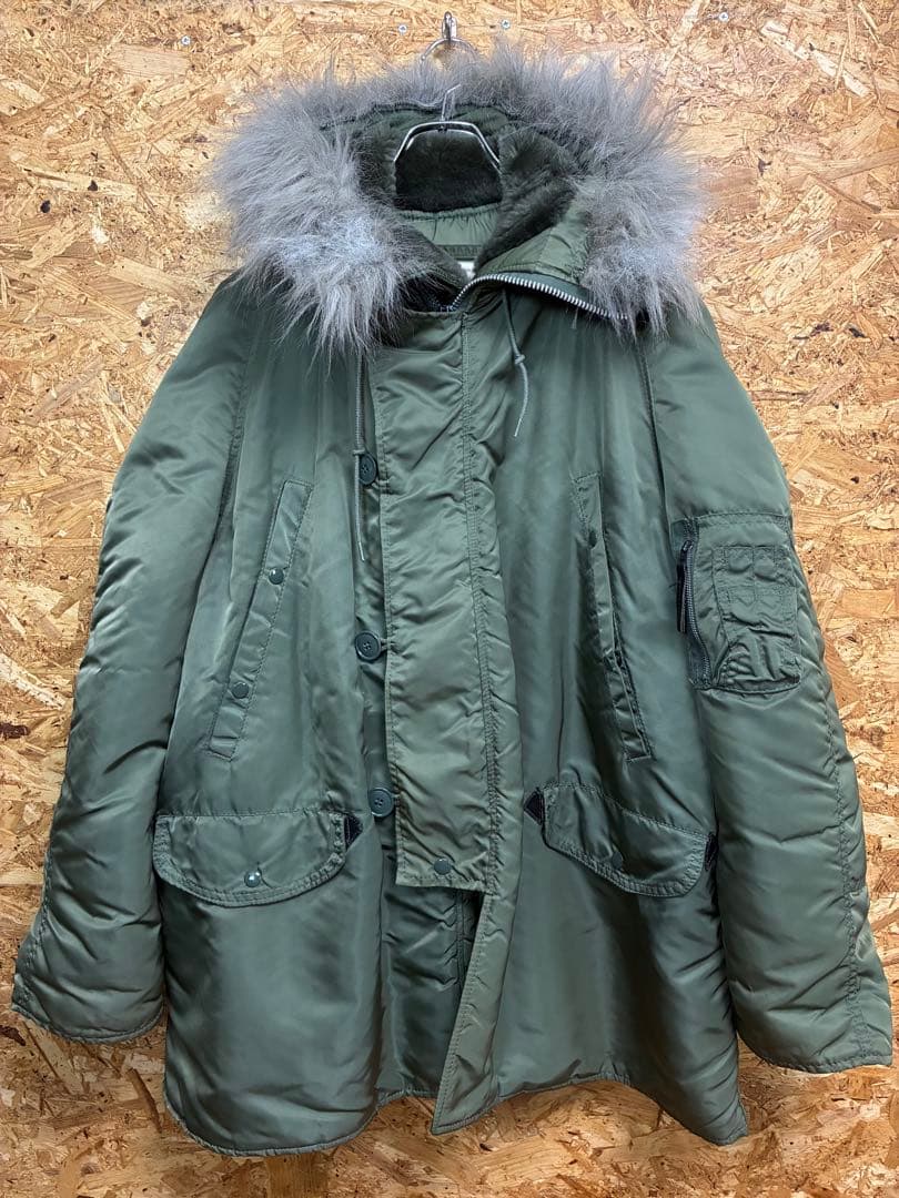 ★アルファ★N3B★80s★旧タグ★IDEAL★XL相当★オリーブ★