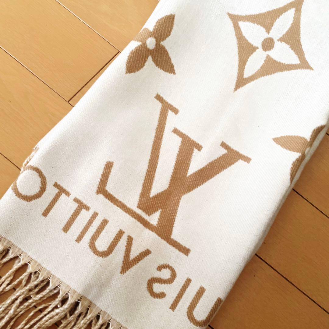 Louis Vuitton ヴィトン マフラー ロゴ入り　ブラウン系