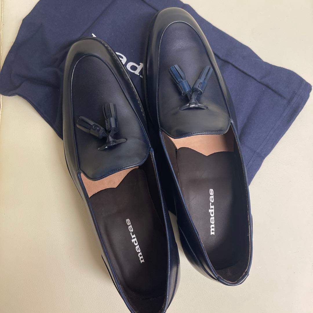 madraas ネイビー タッセル ドレスシューズ