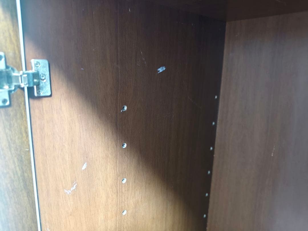 ダークブラウン 木製 キャビネット ガラス扉付き　87.5×45.5×145