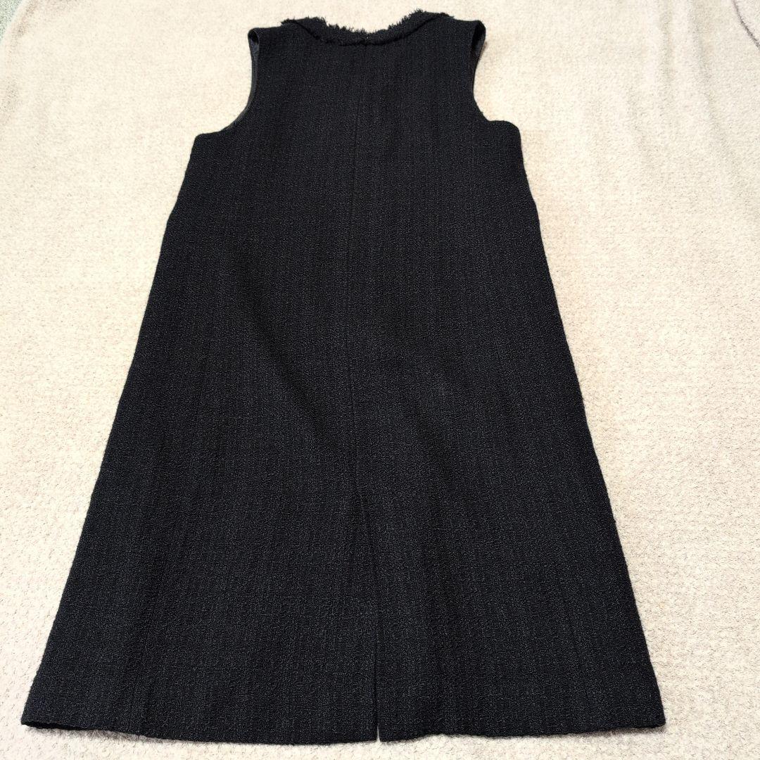 AMACA アマカ　尾州素材ツイードネイビーワンピース　ジャンパースカート　近年