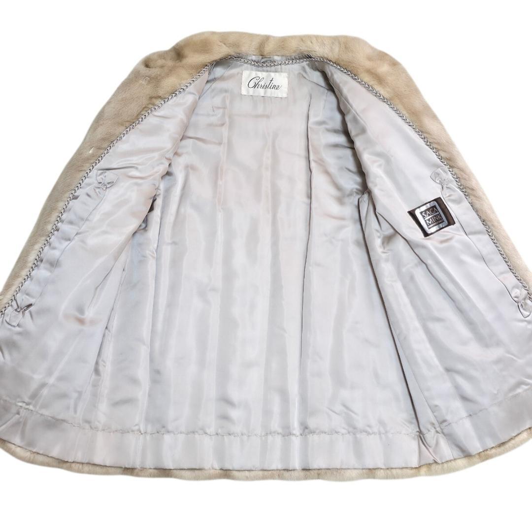 極太袖 パロミノミンクSAGA MINK コート リアルファー L位 毛並み◎