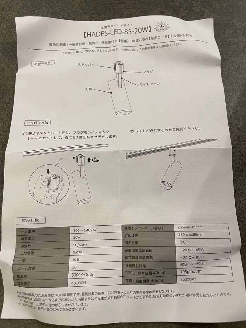 植物育成LED 2個セット【ダクトレール用スポットライト】