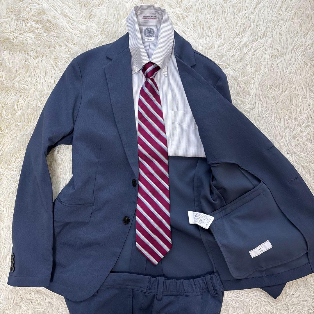 未使用級★ EDIFICE 洗えるセットアップ　ネイビースーツ　2B M ベント