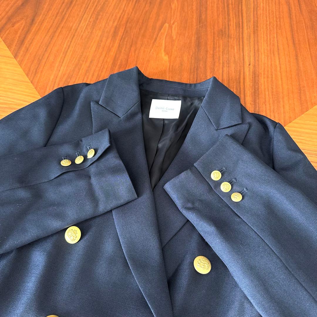 デミルクスビームス ドライギャバジン6ボタンダブルジャケット ネイビー ブレザー