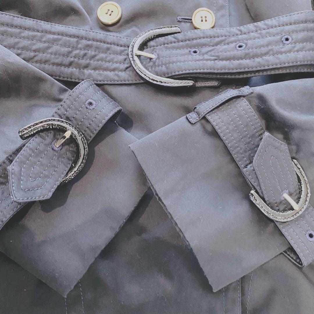 【極美品】コーチ トレンチコート ロング ベルト ストライプ ネイビー 金ボタン