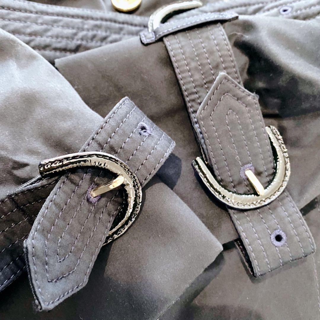 【極美品】コーチ トレンチコート ロング ベルト ストライプ ネイビー 金ボタン